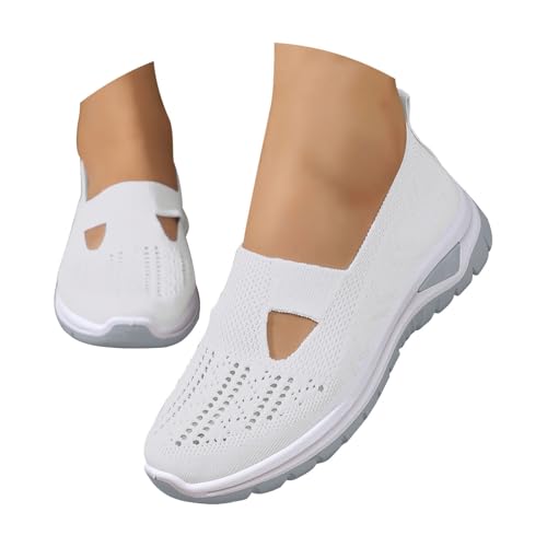 Orthopädische Schuhe Damen Slip on Mode Sneaker Frauen Gewebt Atmungsaktiv Turnschuhe Leicht Laufschuhe Sportschuhe Bequeme Schlupfschuhe Walkingschuhe Arch Support Schuhe von Gyaimxfu