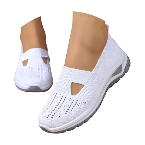 Orthopädische Schuhe Damen Slip on Mode Sneaker Frauen Gewebt Atmungsaktiv Turnschuhe Leicht Laufschuhe Sportschuhe Bequeme Schlupfschuhe Walkingschuhe Arch Support Schuhe von Gyaimxfu