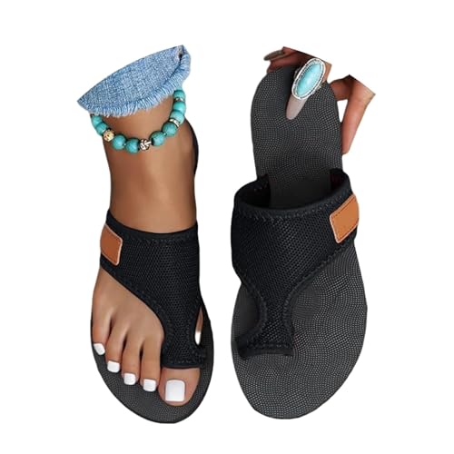 Sale Angebote，Sandalen Damen Sommer Hallux Valgus Orthopädische Sandalen Bequeme Flach Atmungsaktive Pantolette Leichte Mesh Strandsandalen Zehentrenner Big Toe Hausschuhe Weite H Strandsandalen von Gyaimxfu