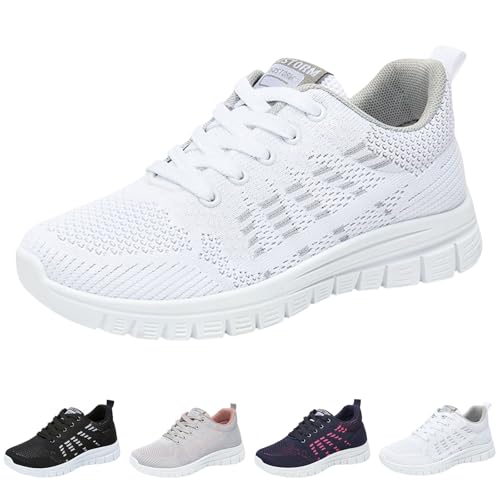 Sneaker Slip on Damen Bequem Mode Hallux Valgus Laufschuhe Leicht Shock Arch Support Freizeitschuhe Atmungsaktiv Vermascht Walkingschuhe Freizeit Breite Fuße Plantarfasziitis Weichen Sohlen Schuhe von Gyaimxfu