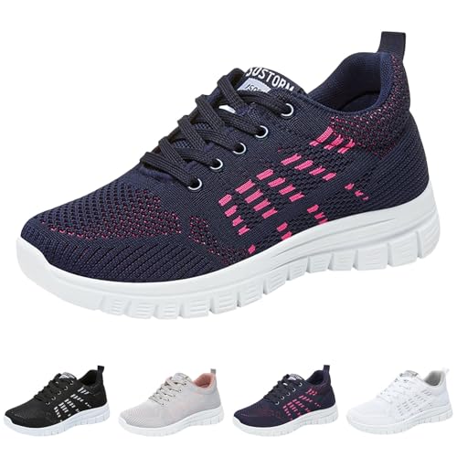 Sneaker Slip on Damen Bequem Mode Hallux Valgus Laufschuhe Leicht Shock Arch Support Freizeitschuhe Atmungsaktiv Vermascht Walkingschuhe Freizeit Breite Fuße Plantarfasziitis Weichen Sohlen Schuhe von Gyaimxfu