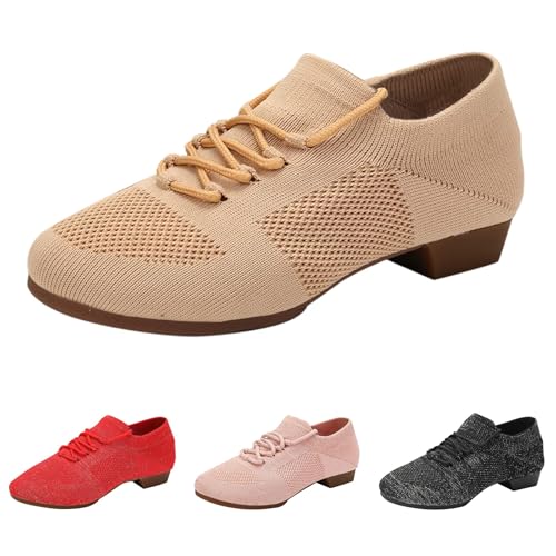 Tanzschuhe Damen, Mesh Ballerinas Damen Ballerinas Bequem, Stricken Runde Zehe Flache Schuhe, Atmungsaktiv Stricken Balerinaschuhe rutschfest Sportlich Damenschuhe Für Alltag von Gyaimxfu