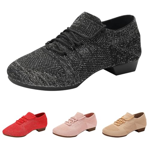 Tanzschuhe Damen, Mesh Ballerinas Damen Ballerinas Bequem, Stricken Runde Zehe Flache Schuhe, Atmungsaktiv Stricken Balerinaschuhe rutschfest Sportlich Damenschuhe Für Alltag von Gyaimxfu