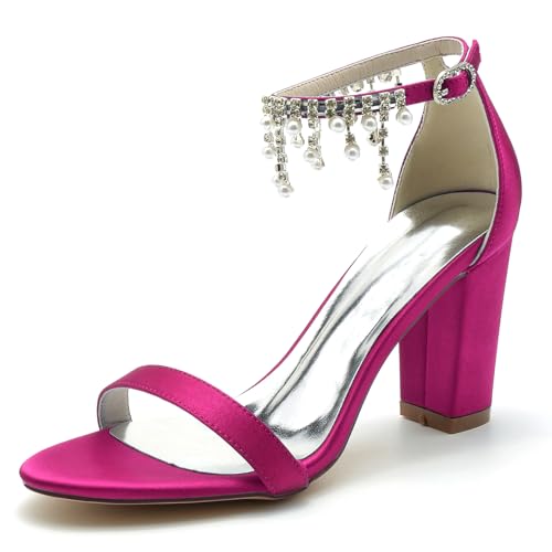 Gycdwjh 8.5cm Frauen Block Heel Braut Pumps mit Fußkette mit Perlen und Strass Open Toe Satin Hochzeitskleid Schuhe Heeled Prom Party Sandalen Für Hochzeit Abend,Rose red,39 EU Gycdwjh 8.5cm Frauen Block Heel Braut Pumps mit Fußkette mit Perlen und Strass Open Toe Satin Hochzeitskleid Schuhe Heeled Prom Party Sandalen Für Hochzeit Abend,Rose red,39 EU von Gycdwjh