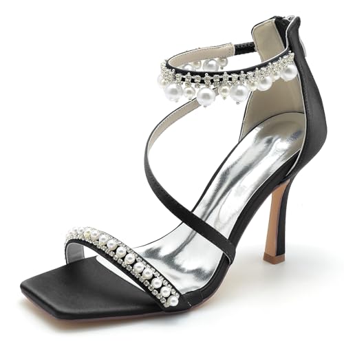 Gycdwjh Damen Eckige Zehen Stöckelabsatz Pumps Reißverschluss Sommer Sandaletten mit Absatz Party Abschlussball Hochzeit mit Perlen- und Strassquasten,Schwarz,43 EU Gycdwjh Damen Eckige Zehen Stöckelabsatz Pumps Reißverschluss Sommer Sandaletten mit Absatz Party Abschlussball Hochzeit mit Perlen- und Strassquasten,Schwarz,43 EU von Gycdwjh