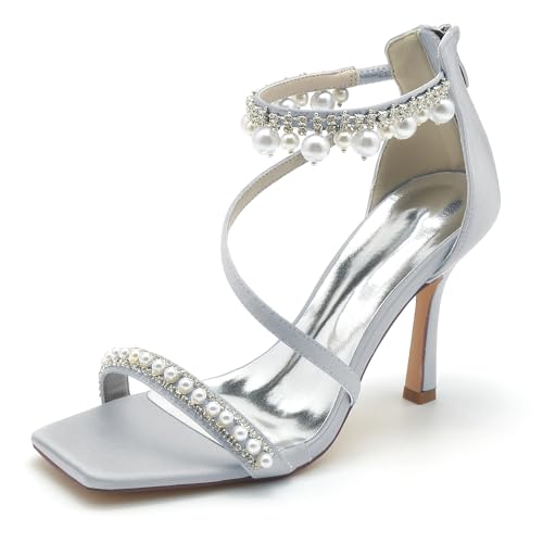 Gycdwjh Damen Eckige Zehen Stöckelabsatz Pumps Reißverschluss Sommer Sandaletten mit Absatz Party Abschlussball Hochzeit mit Perlen- und Strassquasten,Silber,43 EU Gycdwjh Damen Eckige Zehen Stöckelabsatz Pumps Reißverschluss Sommer Sandaletten mit Absatz Party Abschlussball Hochzeit mit Perlen- und Strassquasten,Silber,43 EU von Gycdwjh