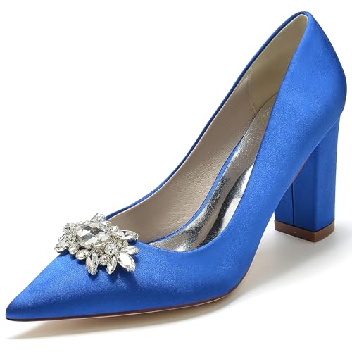 Gycdwjh Damen Pumps Spitz Elegant Spitz zulaufende Schuhe mit klobigen Fersen Satin Slip On Hochfrontpumps für Hochzeiten Partys formelle Veranstaltungen,Royal Blue,42 EU Gycdwjh Damen Pumps Spitz Elegant Spitz zulaufende Schuhe mit klobigen Fersen Satin Slip On Hochfrontpumps für Hochzeiten Partys formelle Veranstaltungen,Royal Blue,42 EU von Gycdwjh
