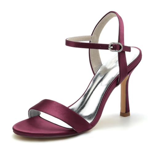 Gycdwjh Damen Sandalen mit Absatz Offene Spitze Brautschuhe Satin Stiletto High Heel 9.5cm Pumps Knöchelriemen Brautkleid Schuhe,Burgundy,41 EU Gycdwjh Damen Sandalen mit Absatz Offene Spitze Brautschuhe Satin Stiletto High Heel 9.5cm Pumps Knöchelriemen Brautkleid Schuhe,Burgundy,41 EU von Gycdwjh