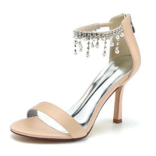 Gycdwjh Damen Sandalen mit Absatz Offene Spitze Kleid Hochhackige Schuhe Satin Perlen- und Strassquasten Knöchelriemen Party Hochzeitsschuhe,Champagne,37 EU Gycdwjh Damen Sandalen mit Absatz Offene Spitze Kleid Hochhackige Schuhe Satin Perlen- und Strassquasten Knöchelriemen Party Hochzeitsschuhe,Champagne,37 EU von Gycdwjh