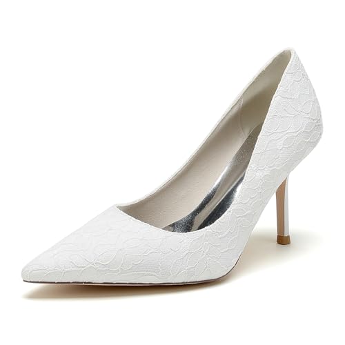 Gycdwjh Damen Satin Brautschuhe Hoch Spitze Zehen Abendschuhe für Partei Hochzeitsschuhe Slip On Sandalen,Weiß,38 EU Gycdwjh Damen Satin Brautschuhe Hoch Spitze Zehen Abendschuhe für Partei Hochzeitsschuhe Slip On Sandalen,Weiß,38 EU von Gycdwjh