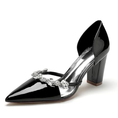 Gycdwjh Damen Strasssteine Chunky Block Heel Brautkleid Pumpschuhe Geschlossene Zehe Brautschuhe Slip on Arbeitskleid Büro Party Schuhe,Schwarz,40 EU Gycdwjh Damen Strasssteine Chunky Block Heel Brautkleid Pumpschuhe Geschlossene Zehe Brautschuhe Slip on Arbeitskleid Büro Party Schuhe,Schwarz,40 EU von Gycdwjh