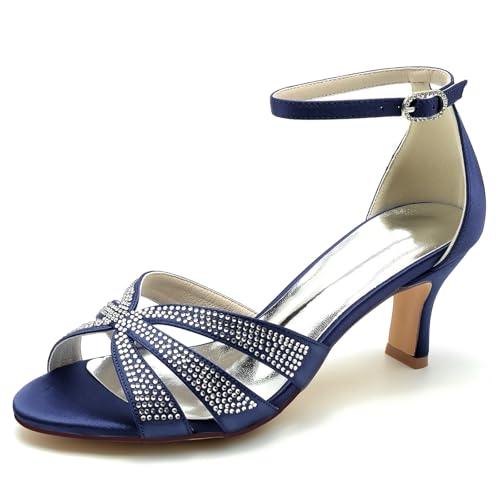 Gycdwjh Elegante Hochzeitsfeier Abend Shoes 6,5 cm Mittlerer Absatz Damen Satin Strasskätzchen Kätzchen Absätze Sandalen Peeptoe,Dark Blue,40 EU Gycdwjh Elegante Hochzeitsfeier Abend Shoes 6,5 cm Mittlerer Absatz Damen Satin Strasskätzchen Kätzchen Absätze Sandalen Peeptoe,Dark Blue,40 EU von Gycdwjh