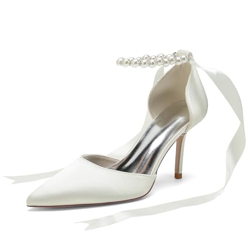 Gycdwjh Hochzeitsschuhe für Frauen High Heels Spitze Zehen Brautschuhe Satin Band Krawatte Perlen Geschlossene Zehe Hochzeit Gericht Schuhe,Elfenbein,37 EU Gycdwjh Hochzeitsschuhe für Frauen High Heels Spitze Zehen Brautschuhe Satin Band Krawatte Perlen Geschlossene Zehe Hochzeit Gericht Schuhe,Elfenbein,37 EU von Gycdwjh