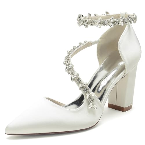 Gycdwjh Modisch Damen Brautschuhe Satin Riemchensandalen mit Kreuz Knöchelriemen Strass Spitze Zehen Abend Hochzeitsschuhe,Elfenbein,38 EU Gycdwjh Modisch Damen Brautschuhe Satin Riemchensandalen mit Kreuz Knöchelriemen Strass Spitze Zehen Abend Hochzeitsschuhe,Elfenbein,38 EU von Gycdwjh