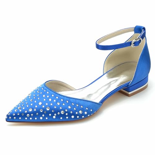 Gycdwjh Women's Flat Bridal Shoes Lace Toe Ballet Flats Satin Rhinestone Ankle Strap Wedding Shoes Für Partys, Hochzeiten, Bankette,Royal Blue,38 EU Gycdwjh Women's Flat Bridal Shoes Lace Toe Ballet Flats Satin Rhinestone Ankle Strap Wedding Shoes Für Partys, Hochzeiten, Bankette,Royal Blue,38 EU von Gycdwjh