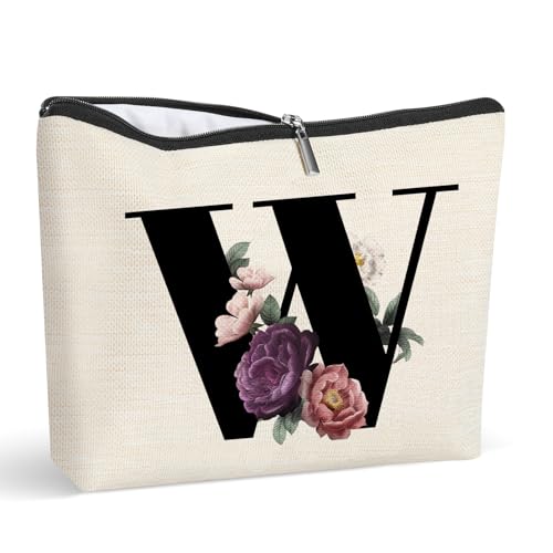 Personalisierbare Make-up-Tasche mit Initialen A-Z, Monogramm-Make-up-Tasche, Reise-Make-up-Tasche, Geschenke für Frauen, W, Personalisierte Kosmetiktasche Personalisierbare Make-up-Tasche mit Initialen A-Z, Monogramm-Make-up-Tasche, Reise-Make-up-Tasche, Geschenke für Frauen, W, Personalisierte Kosmetiktasche von Gyflo
