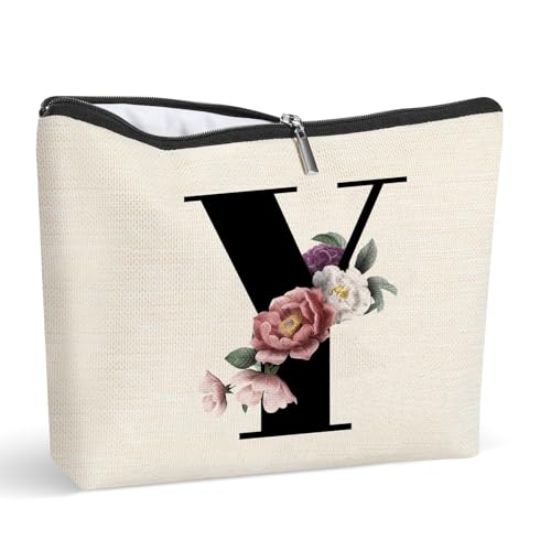 Personalisierte Make-up-Tasche mit Initiale, Buchstaben-Kosmetik-Make-up-Tasche, Reise-Make-up-Tasche, Monogramm, Kulturbeutel, Geschenke für Frauen, Y, Personalisierte Kosmetiktasche Personalisierte Make-up-Tasche mit Initiale, Buchstaben-Kosmetik-Make-up-Tasche, Reise-Make-up-Tasche, Monogramm, Kulturbeutel, Geschenke für Frauen, Y, Personalisierte Kosmetiktasche von Gyflo