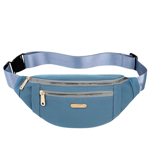 Gyios Bauchtasche Damen Fanny Pack Modische Tailentasche Freizeitstasche Mit 3 Reißverschluss In Frauen Männer Sport Laufen Wanderung Joggen-blau von Gyios