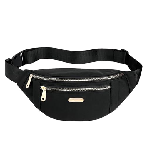 Gyios Bauchtasche Damen Fanny Pack Modische Tailentasche Freizeitstasche Mit 3 Reißverschluss In Frauen Männer Sport Laufen Wanderung Joggen-schwarz von Gyios