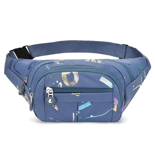 Gyios Bauchtasche Damen Sport Bum Bag Reißverschluss Taschen Wanderung Taillenpackungen Mit Farbenfrohen Buchstaben Und Verstellbaren Schultergurten Tailentasche Crossbody Tasche-blau von Gyios