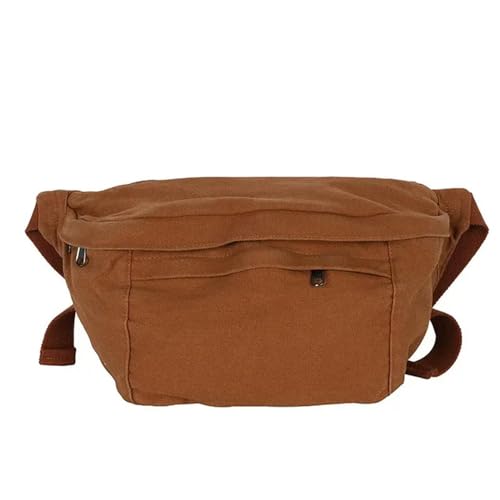 Gyios Brusttasche Damen Casual Solid Fanny Pack Taillenbeutel Große Kapazität Unisex Crossbody Chest Bags Taille Pack Canvas Riemenbeutel Telefonpackten Geldbörse-Kamel -tailentasche von Gyios