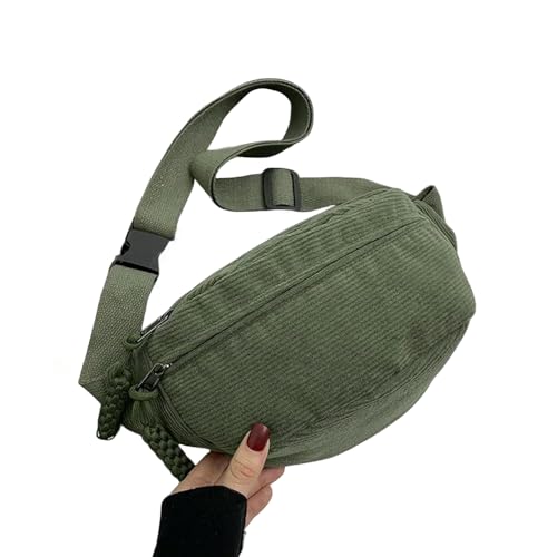 Gyios Brusttasche Damen Frauen Taillenpack Mit Großer Kapazität Cord -Fanny Pack Streetstyle Chesty Chesty Back Schulter Crossbody Taschen Freizeit Taillengürtelbeutel-Green_a von Gyios