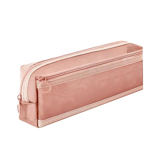 Gyios FedermäPpchen 3 Pack Clear Bleistiftfall Für Prüfungen, Große Kapazität Transparentes Mesh -Bleistift -Fall Das Schulbüro School College -büro-rosa von Gyios