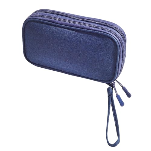 Gyios FedermäPpchen Bleistift Fall Große Kapazität Tragbare Beutel Doppelschichten Doppelreißverschlüsse Pen Tasche Büro Schreibwaren Make-up-blau von Gyios