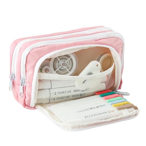 Gyios FedermäPpchen Große Kapazität Bleistift Fall Pen Tasche Beutel Mit 3 Fächer Schreibwaren Organizer Für Teenager Mädchen-Pulver von Gyios