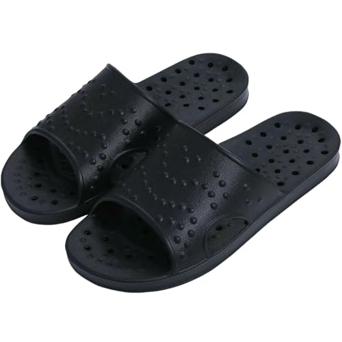 Gyios Hausschuhe Damen Sommerduschenschuhe Mode Offene Spitze Schnell Trocknungsschuhe Leichte Strandsandale Mit Abflusslöchern-schwarz-45-46 von Gyios