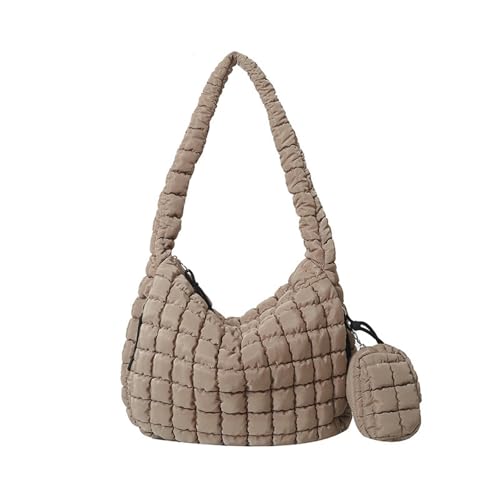 Gyios Schultertasche Damen Faltenwolkenbeutel Für Frauen, One-shoulder-crossbody-tasche, Doppel-seite Reißverschluss Mit Großer Kapazität Down-baumwoll-achselbeutel-khaki von Gyios