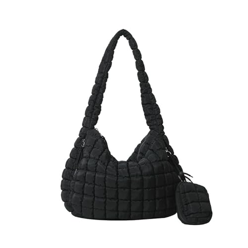 Gyios Schultertasche Damen Faltenwolkenbeutel Für Frauen, One-shoulder-crossbody-tasche, Doppel-seite Reißverschluss Mit Großer Kapazität Down-baumwoll-achselbeutel-schwarz von Gyios