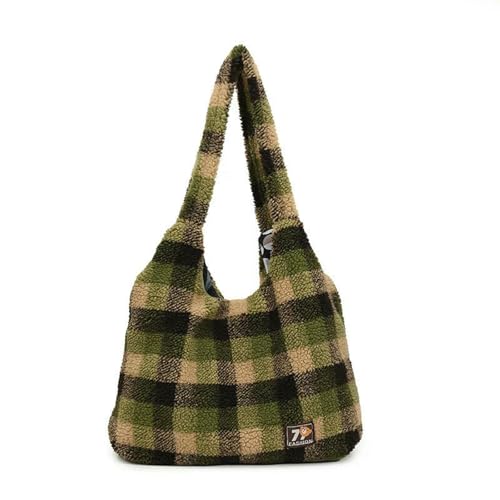 Gyios Schultertasche Damen Frauenhandtasche Frauenbeutel Plaid Ein Schulterkreuzkörper -tasche Große Kapazität One Schulter -unterarm Mode -pendlertasche-grün von Gyios