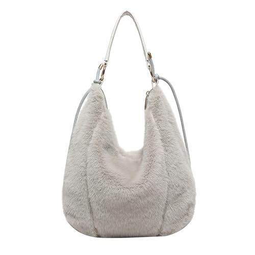 Gyios Schultertasche Damen Herbst Und Winter Frauen Pelzend Süßes Herz Vielseitiger Reißverschluss Großer Kapazität Crossbody Schulterhandtasche-grau von Gyios