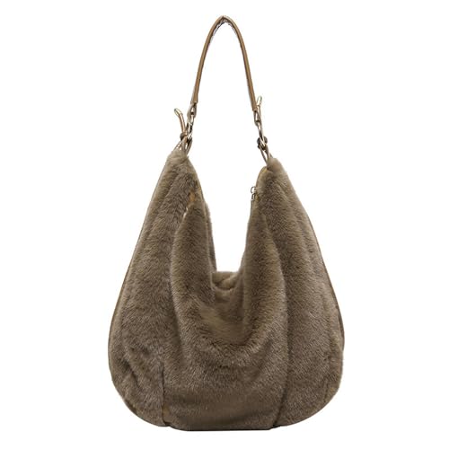 Gyios Schultertasche Damen Herbst Und Winter Frauen Pelzend Süßes Herz Vielseitiger Reißverschluss Großer Kapazität Crossbody Schulterhandtasche-kaffeefarbe von Gyios