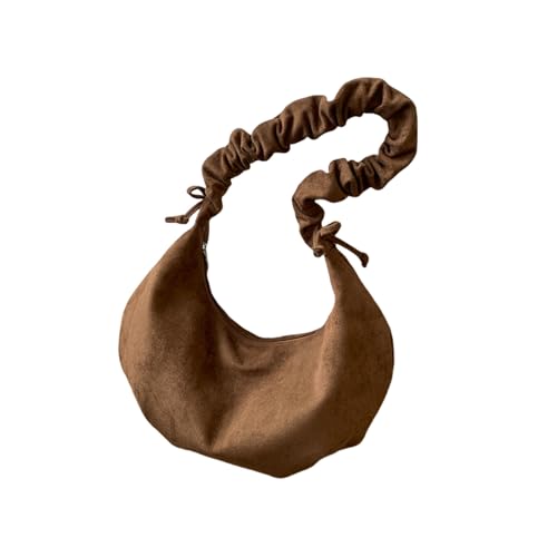 Gyios Schultertasche Damen Nischen-retro-unterarm-tasche Samt Faltene Kordelkordel-wolkenbeutel Mode One-shoulder Crossbody-knödel-knödelbeutel-braun von Gyios