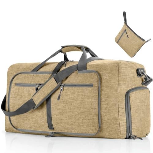 Gyios Sporttasche Herren Große Kapazität Reise Duffel Bag 85l Schulter Sport Tasche Frauen Faltbare Große Reisetasche Männer Fitness Gepäck Sack-beige-l von Gyios