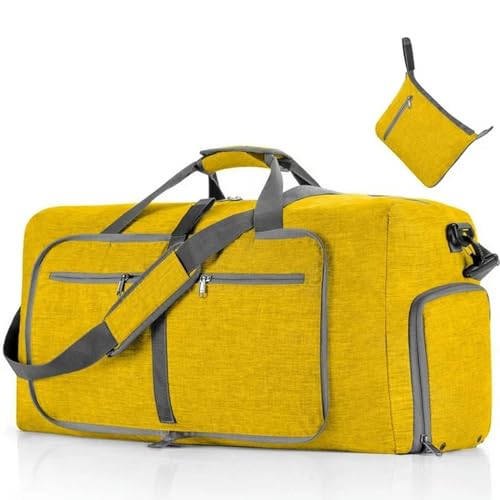 Gyios Sporttasche Herren Große Kapazität Reise Duffel Bag 85l Schulter Sport Tasche Frauen Faltbare Große Reisetasche Männer Fitness Gepäck Sack-gelb-l von Gyios