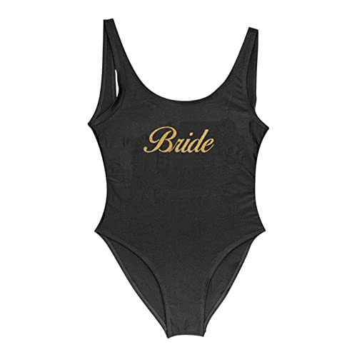 Gyios Tankini Damen Badebekleidung Frauen EIN Stück Badeanzug Team Braut Badeanzug Monokini Bodysuit Junggeselle Party-Bride 2,XXL von Gyios