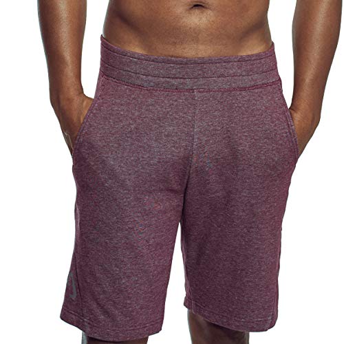 GYM AESTHETICS Herren Sport Shorts kurz Knielange Trainingshose Cotton Schnell Trocknend Sommer Hosen Bewegungsfreiheit, Für Training und andere Sport in Melange-Burgund von GYM AESTHETICS