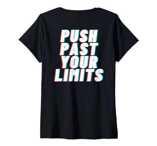 Damen Push past your limits – BACKPRINT T-Shirt mit V-Ausschnitt von Gym Backprint Shirts