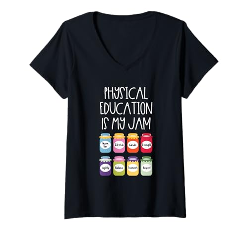 Damen Sportunterricht is My Jam PE Teacher Coach Gym Class T-Shirt mit V-Ausschnitt Damen Sportunterricht is My Jam PE Teacher Coach Gym Class T-Shirt mit V-Ausschnitt von Gym Class Fitness Vibes
