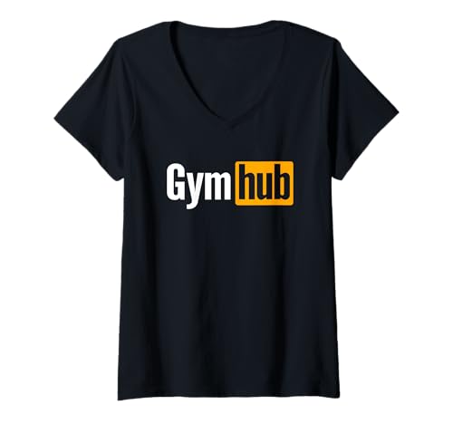 Damen Gym Hub - Fitness Gewichtheben Erwachsene Motivational T-Shirt mit V-Ausschnitt von Gym Hub Workout Inspiration Graphics