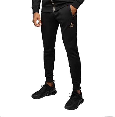 Gym King Herren Sports Hosen Mens Sports Pant Poly Jogger Slim Fit Cuffed Track Pant Black/Gold A28O1 01 New (as3, Alpha, s, Slim, Regular) von Gym King