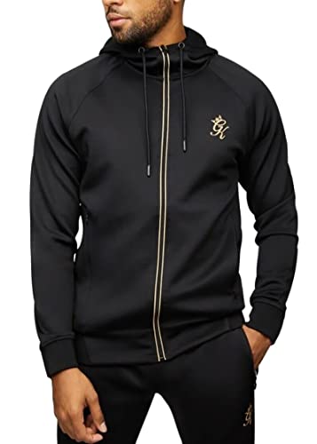 Gym King Mens Hoodie Reflect Poly Full Zip Hooded Top Track Jacket Black/Gold A28OH 01 New (as3, Alpha, l, Regular, Regular) von Gym King