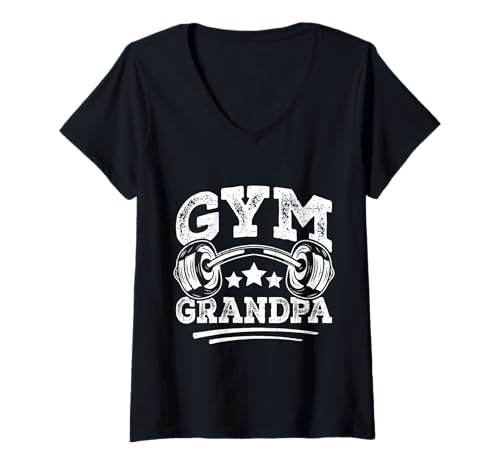 Damen Lustiges Fitnessstudio Opa Gewichtheben T-Shirt mit V-Ausschnitt Damen Lustiges Fitnessstudio Opa Gewichtheben T-Shirt mit V-Ausschnitt von Gym Motivation