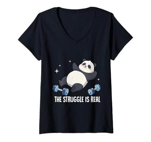 Damen Panda Gym Lustiges Gewichtheben T-Shirt mit V-Ausschnitt Damen Panda Gym Lustiges Gewichtheben T-Shirt mit V-Ausschnitt von Gym Motivation