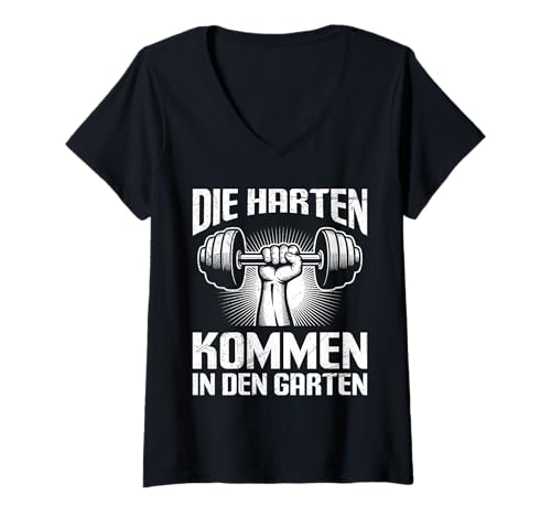 Damen Gewichtheber DIE HARTEN KOMMEN IN DEN Garten Gym T-Shirt mit V-Ausschnitt von Gym Shirt Fitnessstudio Muskel Aufbautraining
