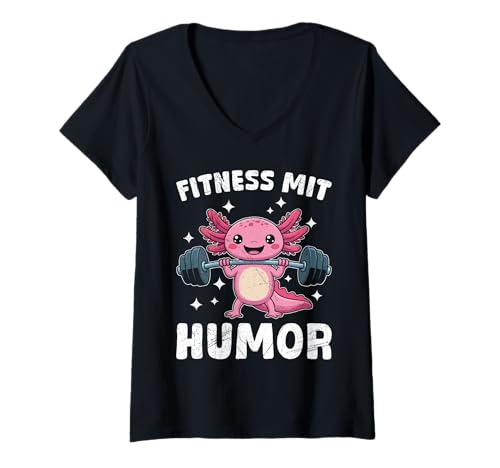 Damen Gewichtheber Fitness MIT Humor Gym Lustiges Kraftsport T-Shirt mit V-Ausschnitt von Gym Shirt Fitnessstudio Muskel Aufbautraining
