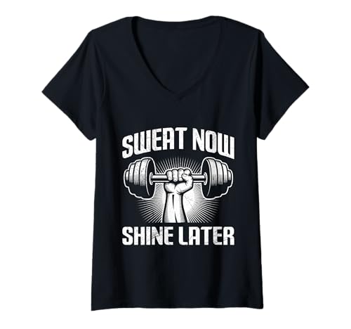Damen Gewichtheber OHNE SCHWEISS KEIN Preis Lustiges Gym T-Shirt mit V-Ausschnitt von Gym Shirt Fitnessstudio Muskel Aufbautraining